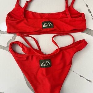 Daily Drills Bold Red Swimwear